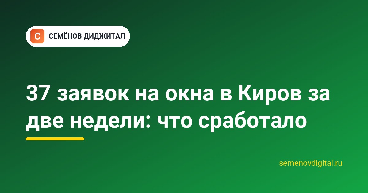 37 заявок на окна в Киров за две недели: что сработало